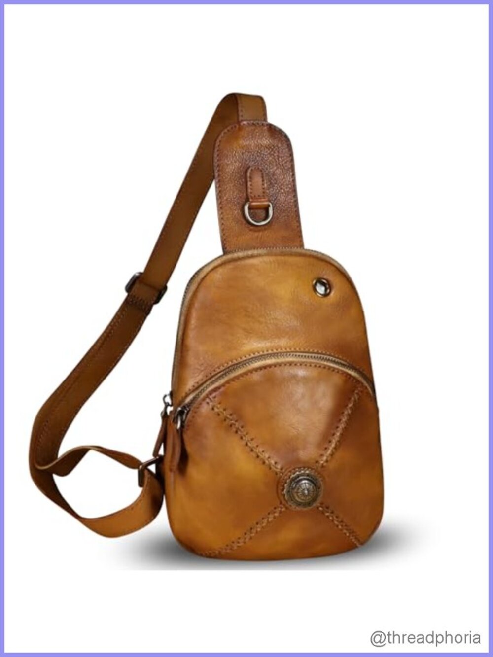 Genuine Leather Small Sling Bag Women Crossbody Purse Handmade Hiking Daypack